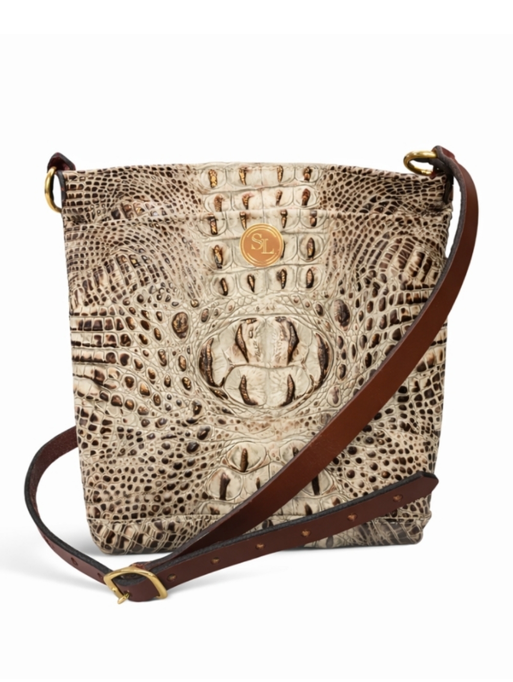 SOUTHLIFE SUPPLY CO CROC MEDIUM CROSSBODY BAG - CREAM AND COPPER